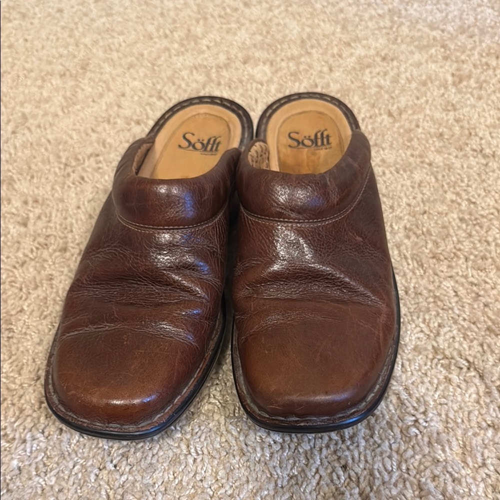 Sofft Brown Leather Loafers Slip-On Comfort